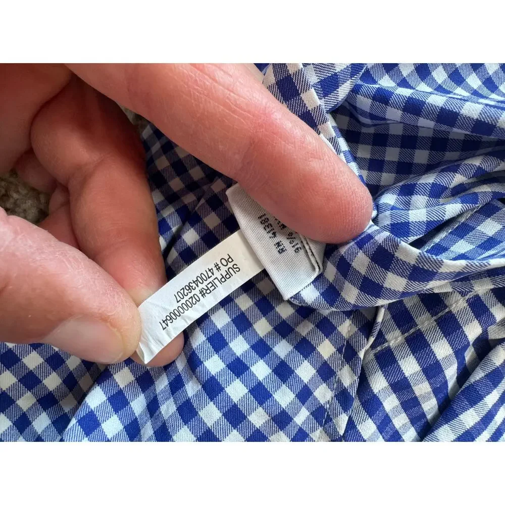 Ralph Lauren Performance Shirt Mens L Blue Gingham Check Stretch Long Sleeve